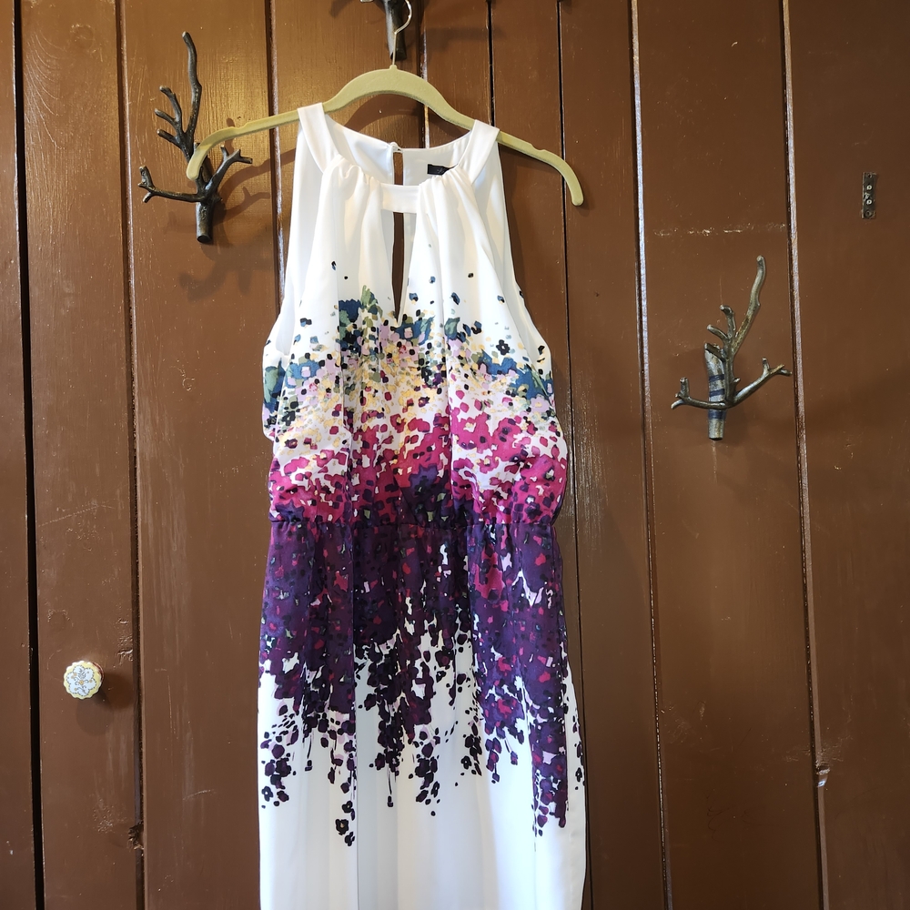 Kenneth Cole White Dress with Purple and Pink Accents